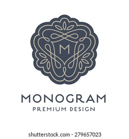 Simple and graceful monogram design template, Elegant lineart logo design, vector illustration