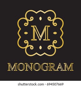 Simple and graceful monogram template,  Design elements. Vector illustration.