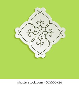 Simple and graceful vector label, flower calligraphic ornament, 3D effect.