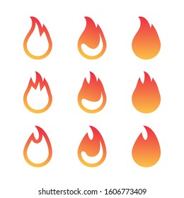 Simple gradient fire icon set design vector template