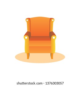 Simple gradient gold vintage fancy furniture chair icon illustration isolated