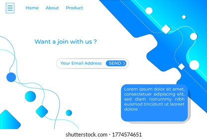 Simple gradient landing page. elegant blue color. geometric design. can be use for banner, poster , presentation an and more. Premium vector