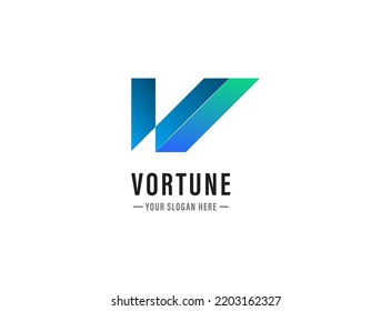 Simple gradient letter V logo design template.