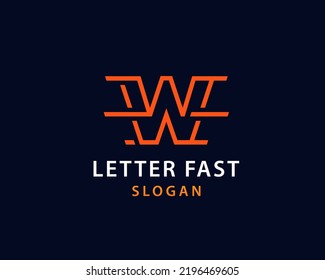 Simple gradient letter W fast logo design template on black background. Suitable for any brand logo.