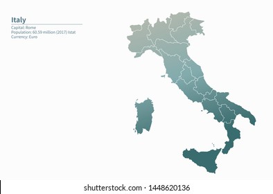 simple gradient vector map of europe. italy map.