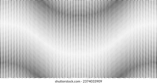 Simple gradient wavy monochrome background with halftone pattern on a white background. Vector illustration