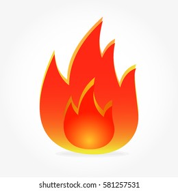 simple gradient yellow orange red flaming fire with shadow effect