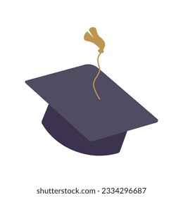 Simple graduation cap. Academic cap. University education hat illustration. Graduation concept symbol icon. Vector Illustration
