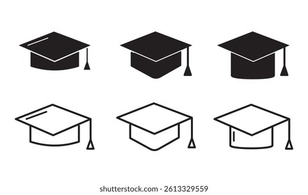 Simple graduation cap. Academic cap. University education hat illustration. Graduation concept symbol icon. Vector Illustration
