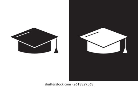 Simple graduation cap. Academic cap. University education hat illustration. Graduation concept symbol icon. Vector Illustration