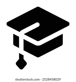 Simple Graduation Cap glyph icon. The icon can be used for websites, print templates, presentation templates, illustrations, etc	