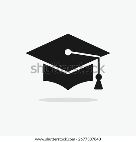 Simple Graduation Cap Icon on a White Background, diploma cap 