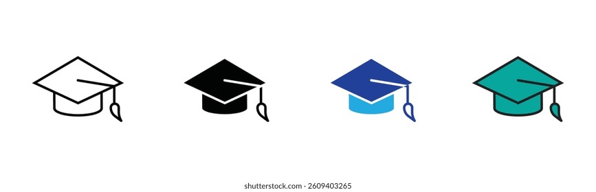 simple graduation hat icon set education school student graduate cap diploma ceremony vector business academy achievement signs illustration