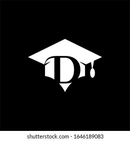 Simple graduation hat icon. Stroke pictogram. Vector illustration isolated on a black background. Premium quality symbol. Vector sign for mobile app and web sites. D logo letter designs premium