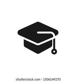 Simple graduation hat icons with rope in solid style design on white background. Suitable for course, school, website app, user interface and pattern design. Pixel Perfect 48x48. Vector EPS 10