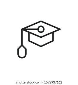 Simple graduation hat line icon. Stroke pictogram. Vector illustration isolated on a white background. Premium quality symbol. Vector sign for mobile app and web sites.