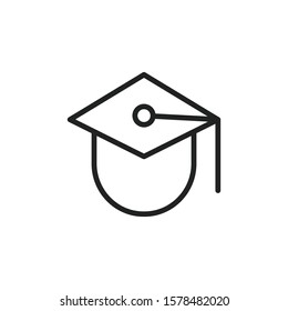 Simple graduation hat line icon. Stroke pictogram. Vector illustration isolated on a white background. Premium quality symbol. Vector sign for mobile app and web sites.
