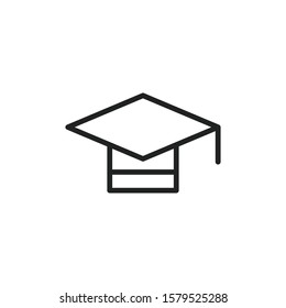 Simple graduation hat line icon. Stroke pictogram. Vector illustration isolated on a white background. Premium quality symbol. Vector sign for mobile app and web sites.