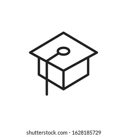 Simple graduation hat line icon. Stroke pictogram. Vector illustration isolated on a white background. Premium quality symbol. Vector sign for mobile app and web sites.