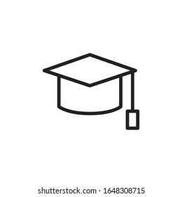 Simple graduation hat line icon. Stroke pictogram. Vector illustration isolated on a white background. Premium quality symbol. Vector sign for mobile app and web sites.