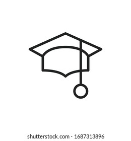 Simple graduation hat line icon. Stroke pictogram. Vector illustration isolated on a white background. Premium quality symbol. Vector sign for mobile app and web sites.