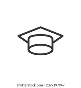 Icono de línea de sombrero de graduación simple. Símbolo premium con estilo de trazo. Diseño del icono del sombrero de graduación. Ilustración vectorial.