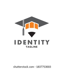 Logotipo de Sombrero de Graduación y Lápiz