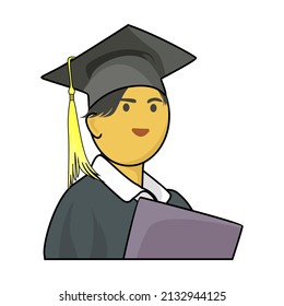 simple graduation illustration with graduation attire and toga hat.happy graduation.