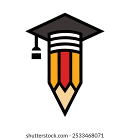 Simple graduation pencil logo design art illustration