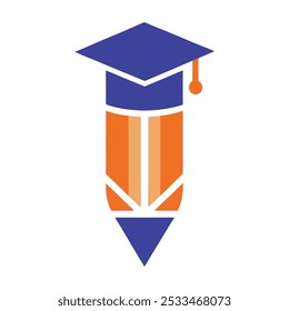 Simple graduation pencil logo design art illustration