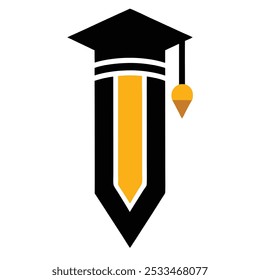 Simple graduation pencil logo design art illustration