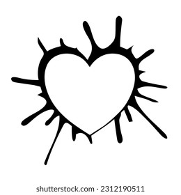 Simple graffiti paint heart outline vector 