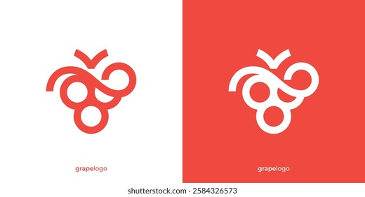 Simple Grape Logo. Grape Fruits Graphic Icon. Farm Grape Logo Design Template.