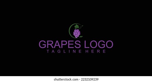 Diseño del logotipo de uvas simples con el concepto mínimo de vector premium