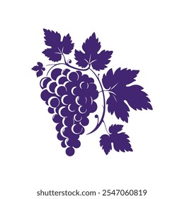 Simple grapes vector art, Grape fruit silhouette vector illustration