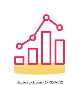Simple Graph Icon Design with Red Line Color on White Background
