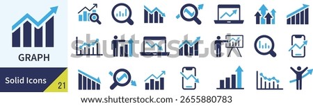 Simple Graph Silhouette Icon Set