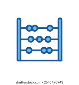 Ábaco gráfico simples em tons azuis, sobre um fundo branco. Uma representação simbólica da educação em cálculo e matemática.