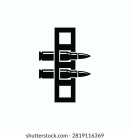 Simple graphic of ammunition loaded in a belt. Suitable for military history, weaponry design, and ballistic illustrations.