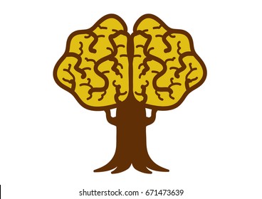 Simple graphic brain Tree shaped like a brain.Concept development of the brain.