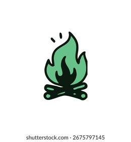 Simple graphic of a campfire with stylized flames