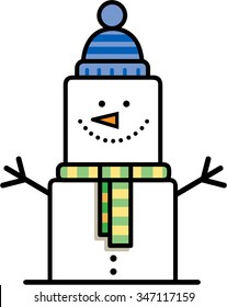 Simple graphic cartoon snowman 
