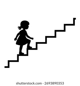 Gráfico simple de un niño ascendente, definido por su llamativo estilo de silueta.