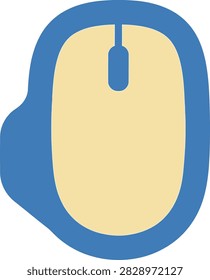 A simple graphic of a computer mouse with a blue border and cream color on a white background