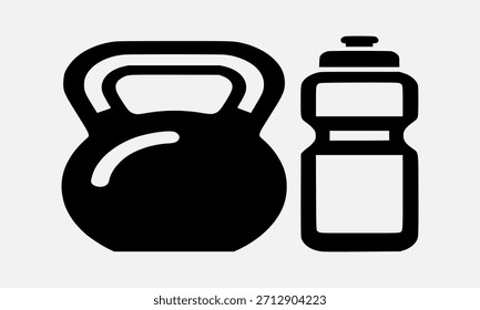 Gráfico simple que representa una campana junto a una botella de agua, que representa un estilo de vida saludable.