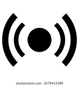 Simple graphic depicting a signal being transmitted or received, representing broadcast, communication, or connectivity.