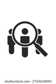 Um gráfico simples representando três pessoas com um ponto focal na figura do meio. Perfeito para ferramentas de pesquisa de carreira ou software de recrutamento para mostrar a seleção de candidatos.