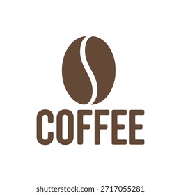 Una simple representación gráfica muestra un solo grano de café marrón colocado por encima de la palabra café en letras oscuras de alta calidad