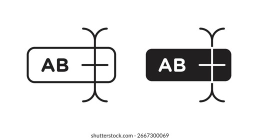 Simple graphic design of an AB icon with a plus sign and a stand, isolated on white.