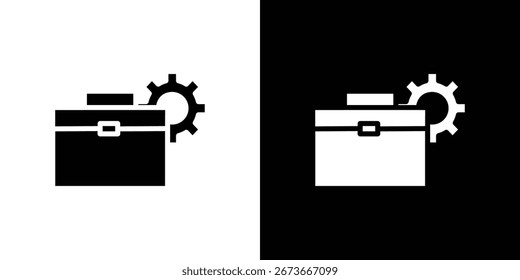 Design gráfico simples de uma pasta e engrenagem, isolados em fundos brancos e pretos. Perfeito para negócios ou configurações.